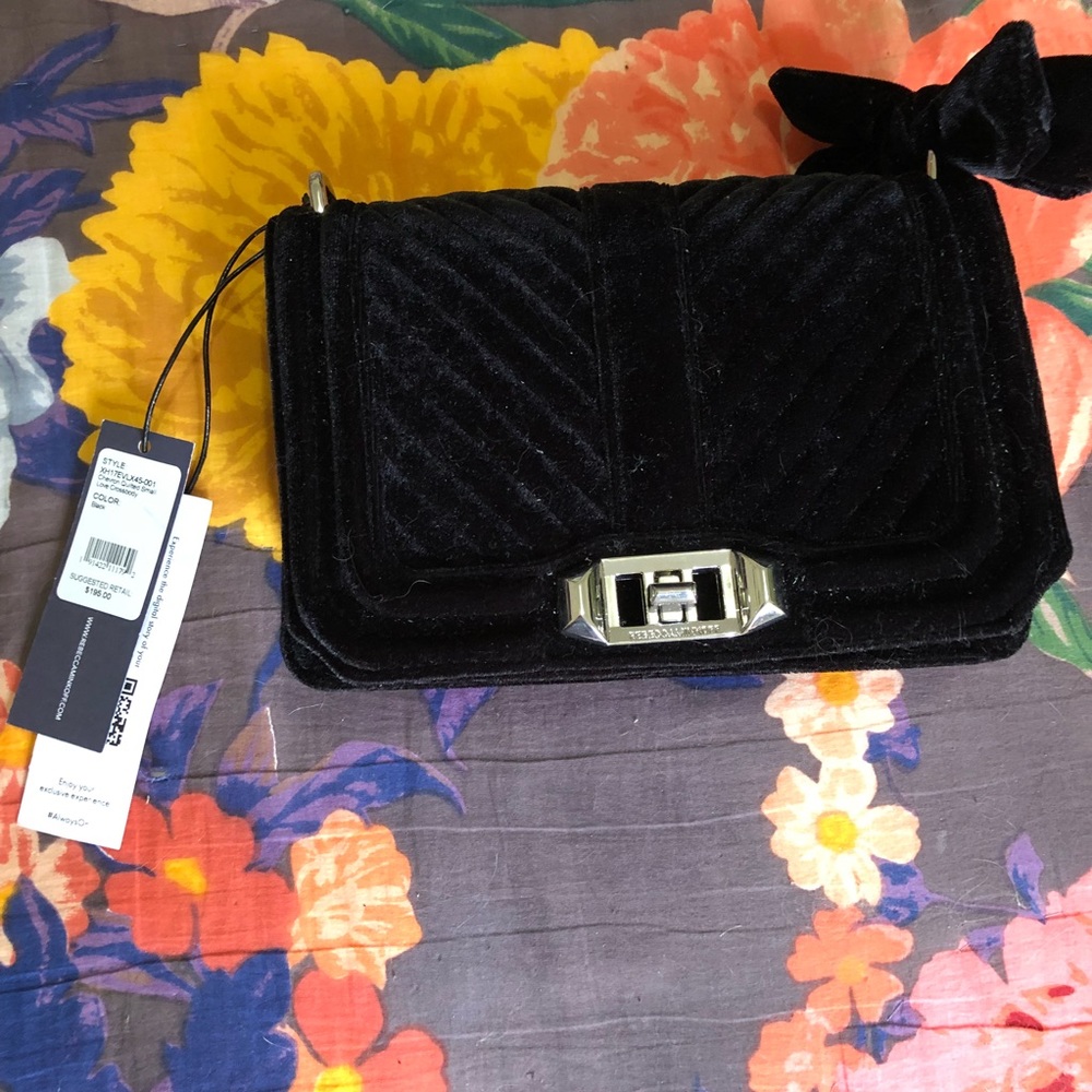 Rebecca Minkoff black velvet quilted crossbody